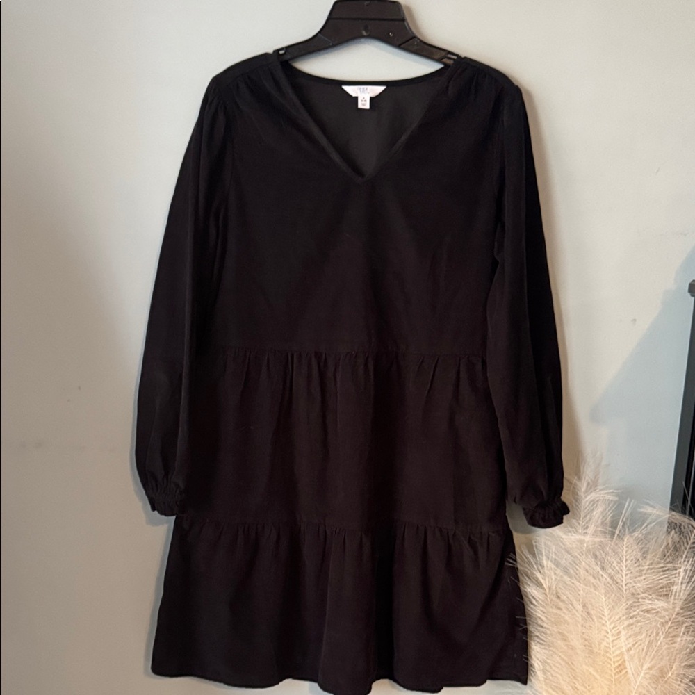 Vero Moda Black mid Sleeve Tiered V-Neck Dress